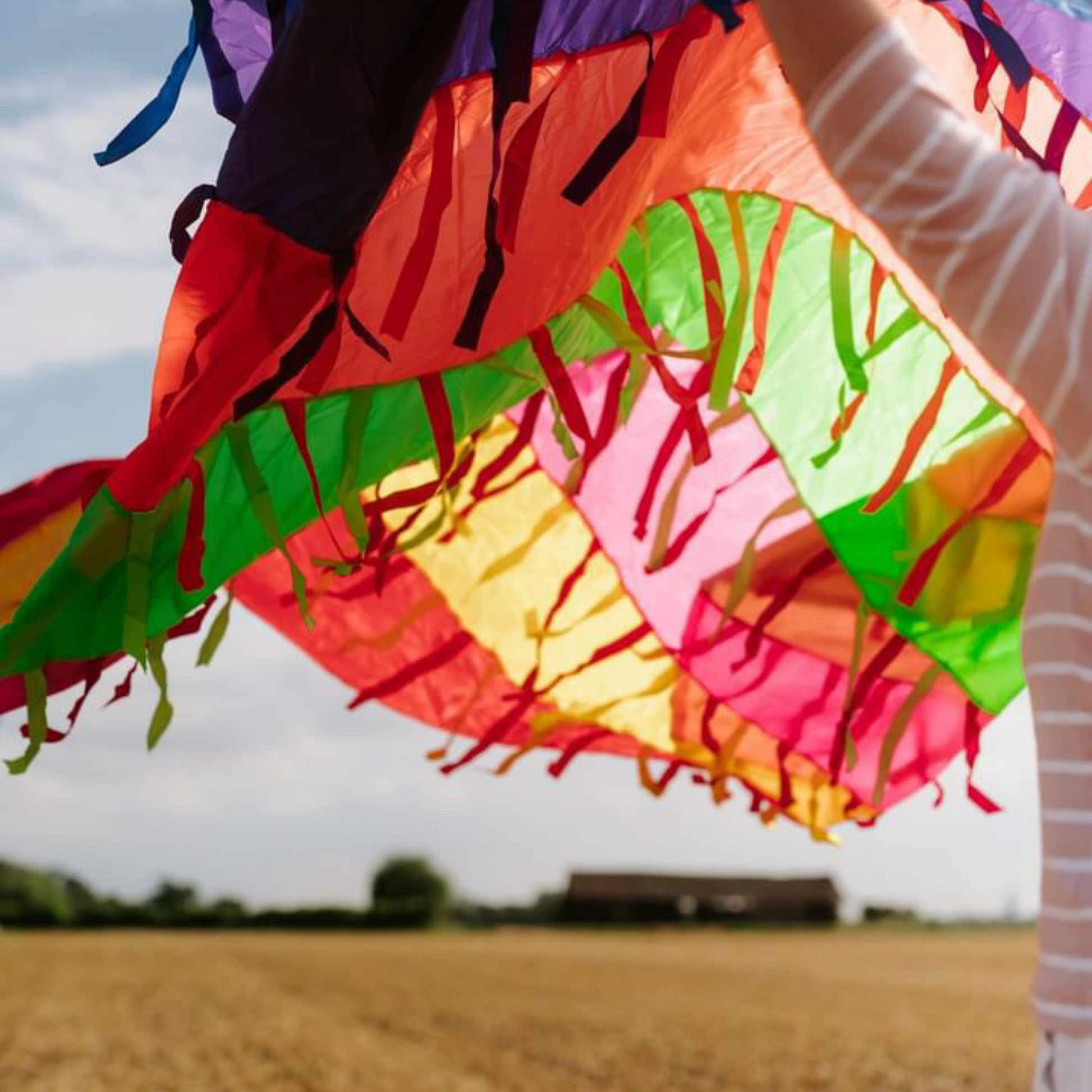 Rainbow Sensory Parachute with Ribbons