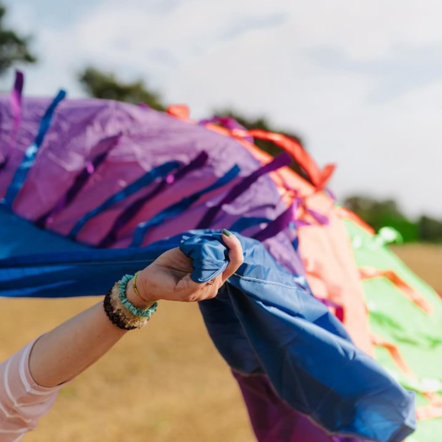 Rainbow Sensory Parachute with Ribbons