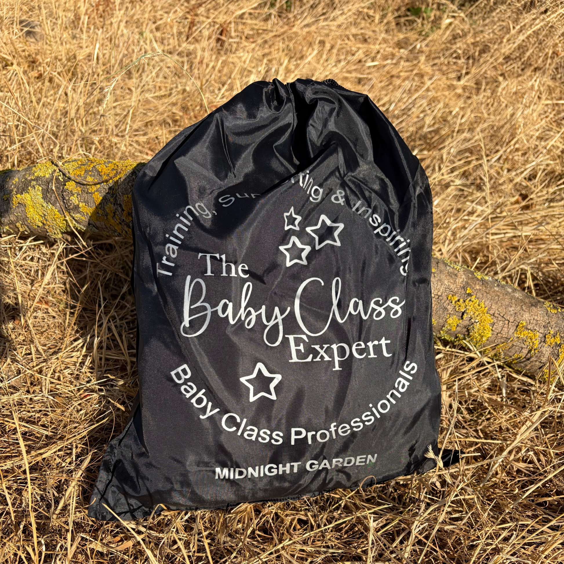 close up of midnight garden sensory parachute storage bag. designed for baby classes baby sensory EYFS settings