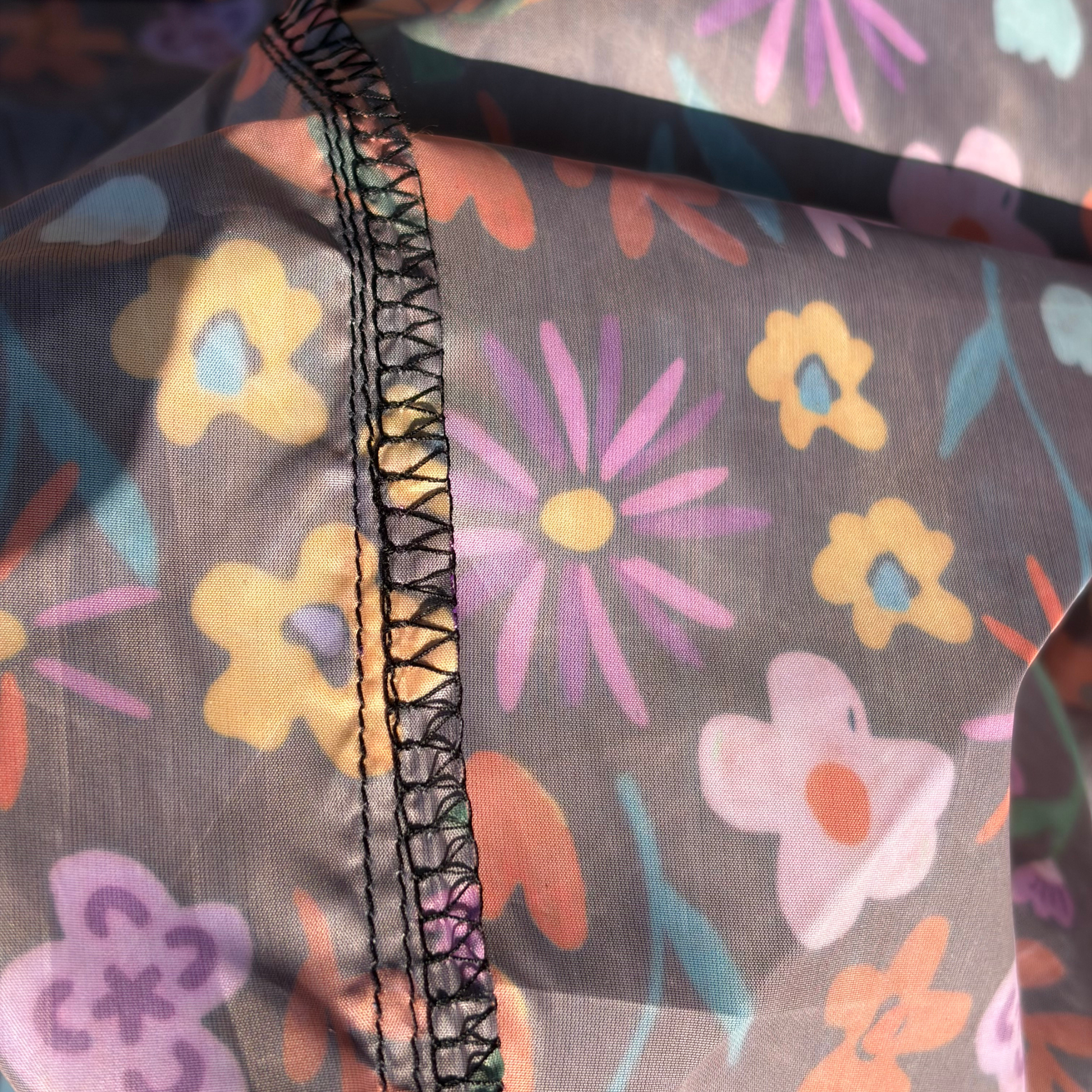 Close up midnight garden sensory parachute triple stitched seam. designed for multi sensory baby classes and eyfs settings