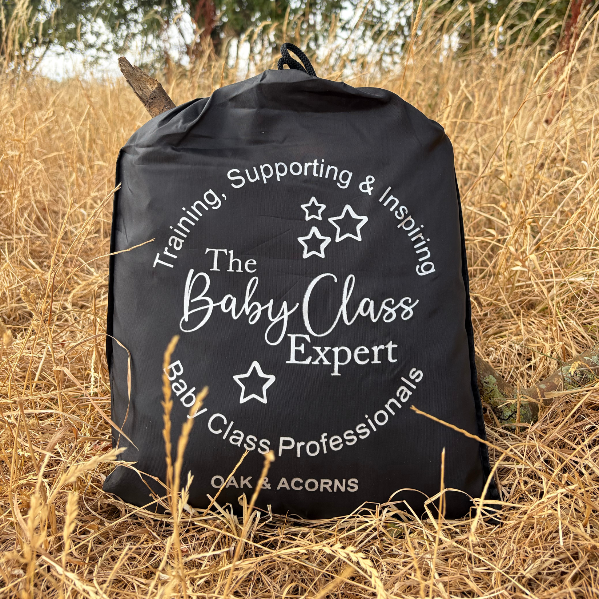 close up of the storage bag for Oaks and Acorns Sensory Parachute designed for multi sensory baby classes
