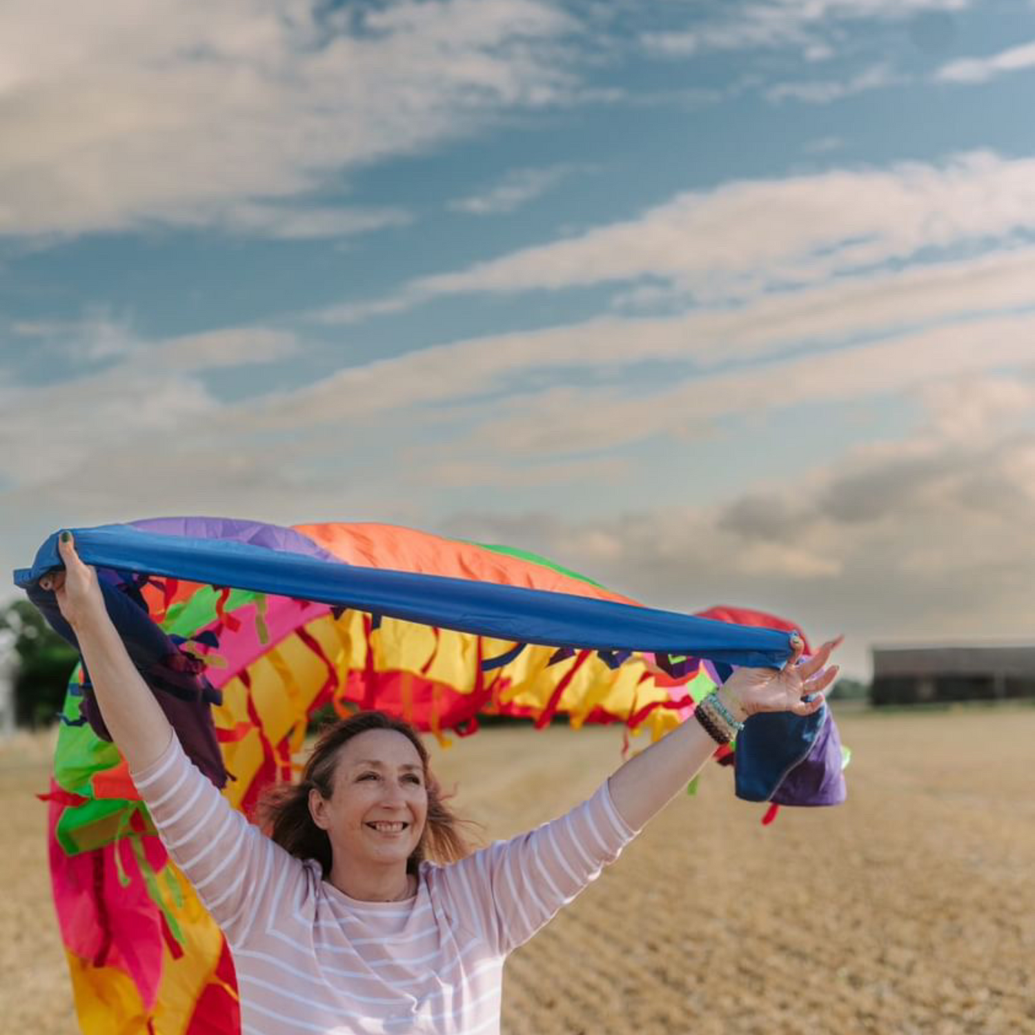 Rainbow Sensory Parachute with Ribbons